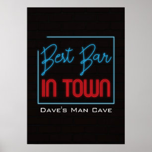 Bästa Pub i eget Neon Typografiskt tecken Poster
