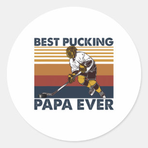 Bästa puckande pappa någonsin Roligt hockeypappasä Runt Klistermärke