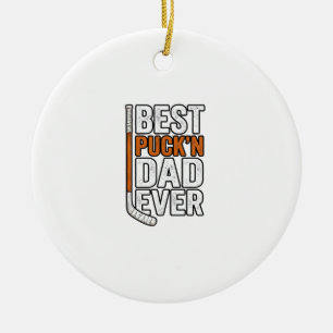 Bästa Puck'n Pappa Någonsin Hockey Pappa Vektor De Julgransprydnad Keramik