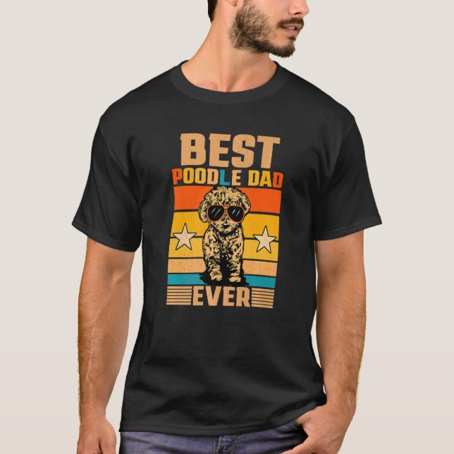 Bästa Pudel Pappa någonsin Retro Hundägare Hund Wa T Shirt (Framsida)