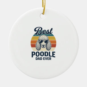 Bästa Pudel Pappa Någonsin Vintage Gravyr Hund Trö Julgransprydnad Keramik