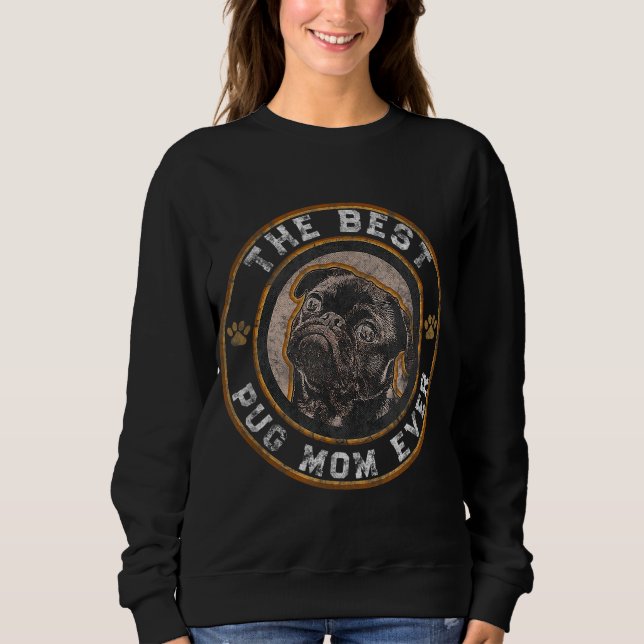 Bästa Pug Mamma någonsin Black Pugs Owner Mor Vint T Shirt (Framsida)