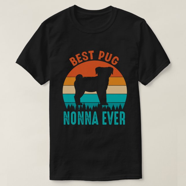 Bästa Pug NONNA-Vintage T Shirt (Design framsida)