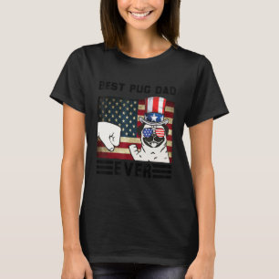 Bästa Pug Pappa Någonsin Design Flagga Patriotisk T Shirt