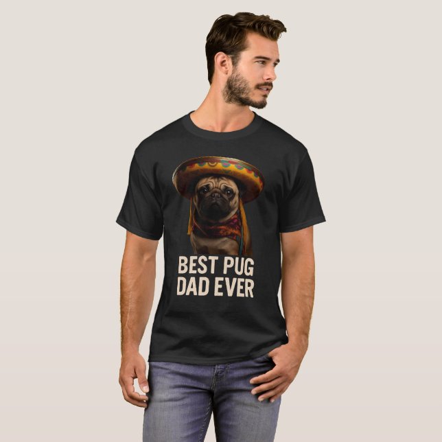 Bästa Pug Pappa någonsin T-Shirt - Lustigt Pug Äls (Hel framsida)