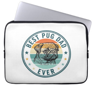 Bästa Pug Pappa Någonsin Vintage Gravyr Hund Tröja Laptop Fodral