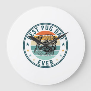 Bästa Pug Pappa Någonsin Vintage Gravyr Hund Tröja Stor Klocka