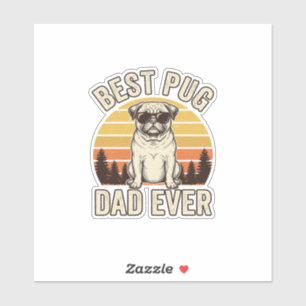 Bästa Pug Pappa Någonsin Vintage Pug T-Shirt Desig Klistermärken