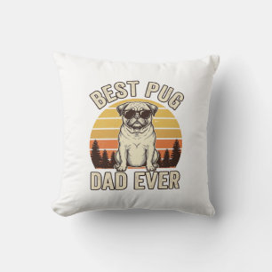 Bästa Pug Pappa Någonsin Vintage Pug T-Shirt Desig Kudde