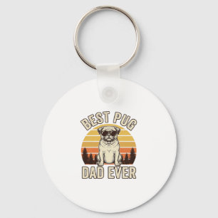 Bästa Pug Pappa Någonsin Vintage Pug T-Shirt Desig Nyckelring