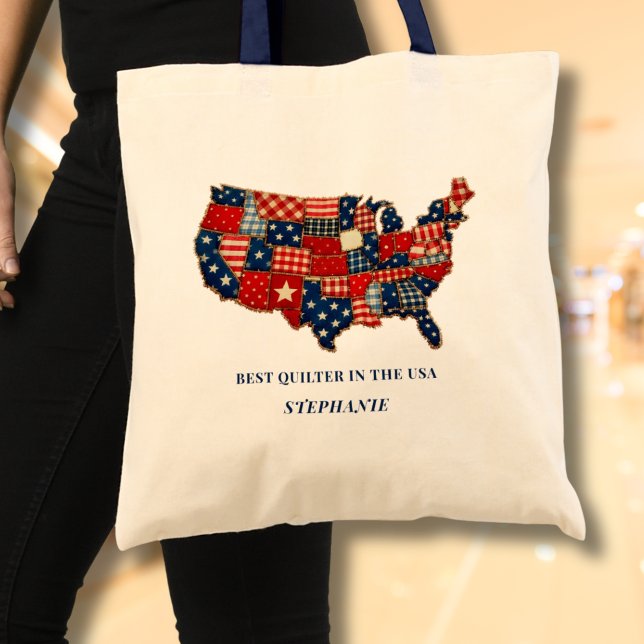 Bästa Quiltmakare i USA Personlig Patchwork Tygkasse (Add name to personalize, edit other text, if you wish.)