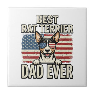 Bästa Rat Terrier Pappa Någonsin Patriotisk Hund T Kakelplatta