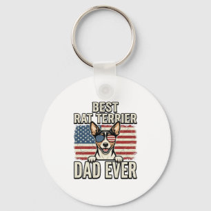 Bästa Rat Terrier Pappa Någonsin Patriotisk Hund T Nyckelring