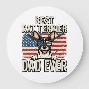 Bästa Rat Terrier Pappa Någonsin Patriotisk Hundtr Stor Klocka