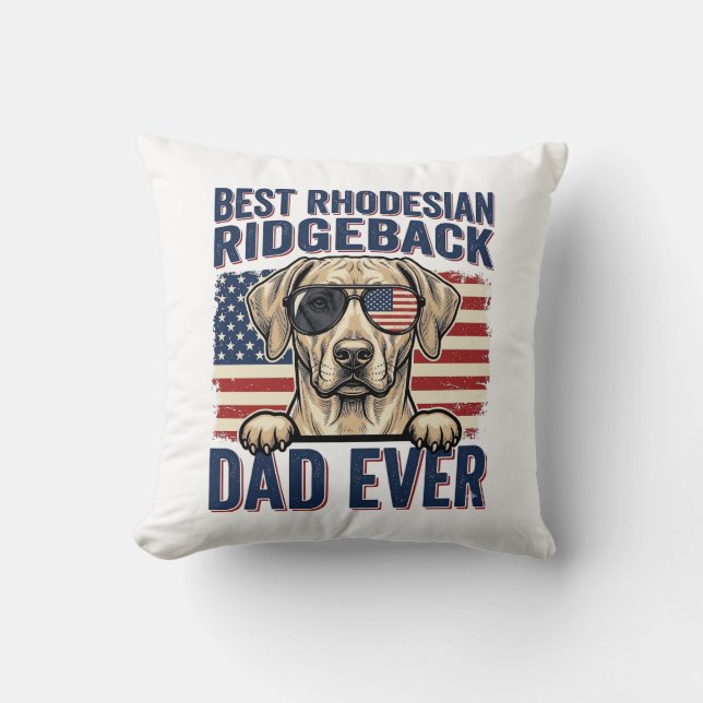 Bästa Rhodesian Ridgeback Pappa Någonsin Vintage H Kudde (Framsida)