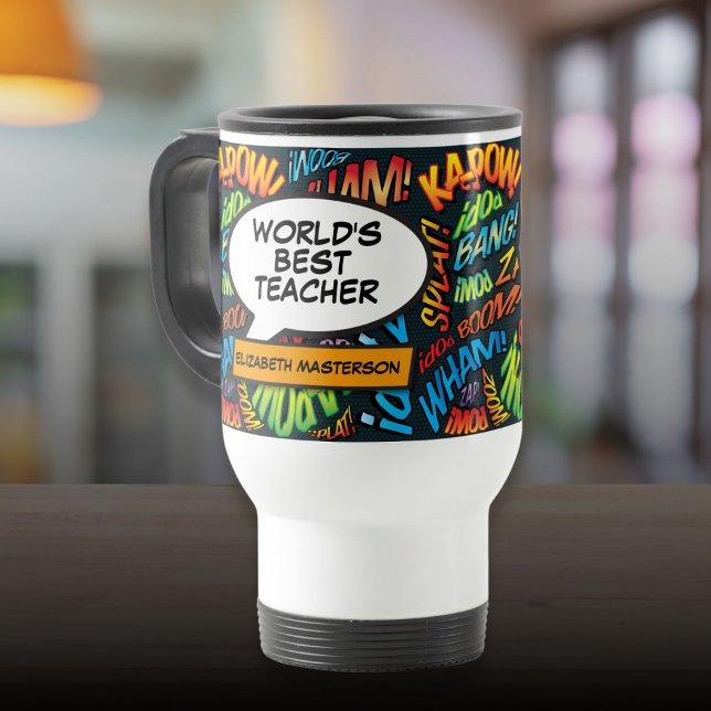 Bästa Roligten för lärarbedömning, Tecknad Bok Resemugg (Best Teacher Appreciation Fun Comic Book Travel Mug)