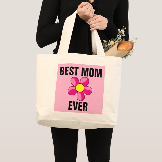 BÄSTA ROSA MAMMA NÅGONSIN JUMBO TYGKASSE (Framsida (produkt))