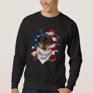 Bästa Rottweiler Pappa Cute USA flagga Lycklig Far Lång Ärmad Tröja