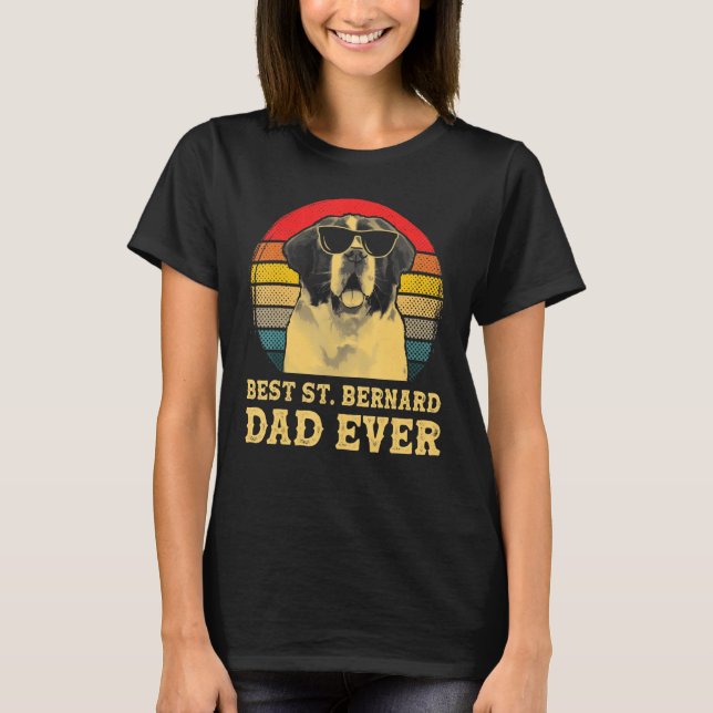 Bästa Saint Bernard Pappa någonsin Hund Retro-Vint T Shirt (Framsida)