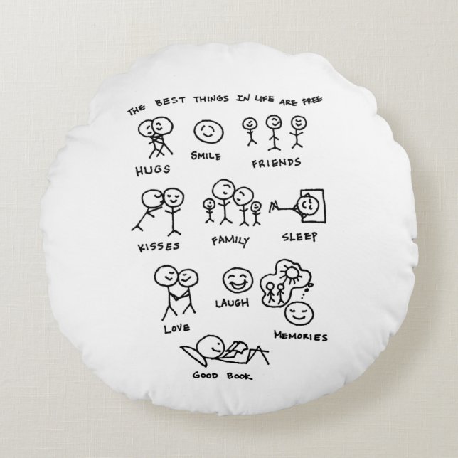 Bästa Sak i livet är gratis, inklusive  Rund Kudde (Framsidan)