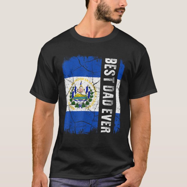 Bästa salvadoran Pappa någonsin El Salvador Flagga T Shirt (Framsida)