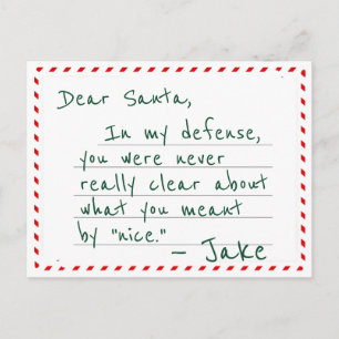 Bästa Santa Defendant Plea Funny julvykort Vykort