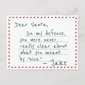 Bästa Santa Defendant Plea Funny julvykort Vykort