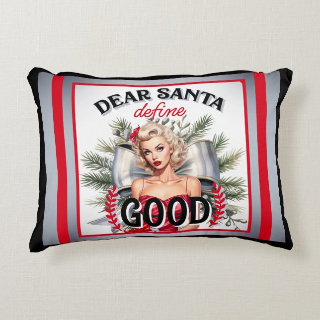 Bästa Santa Define Bra Retro-Pinupet Prydnadskudde (Framsidan)