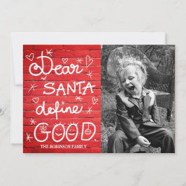 Bästa Santa Definition bra script Photo Red brick Julkort