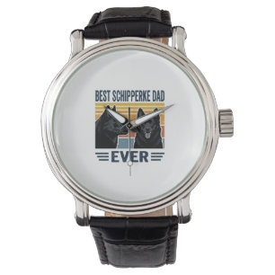 Bästa Schipperke Pappa Någonsin Retro Hund Vektor Armbandsur