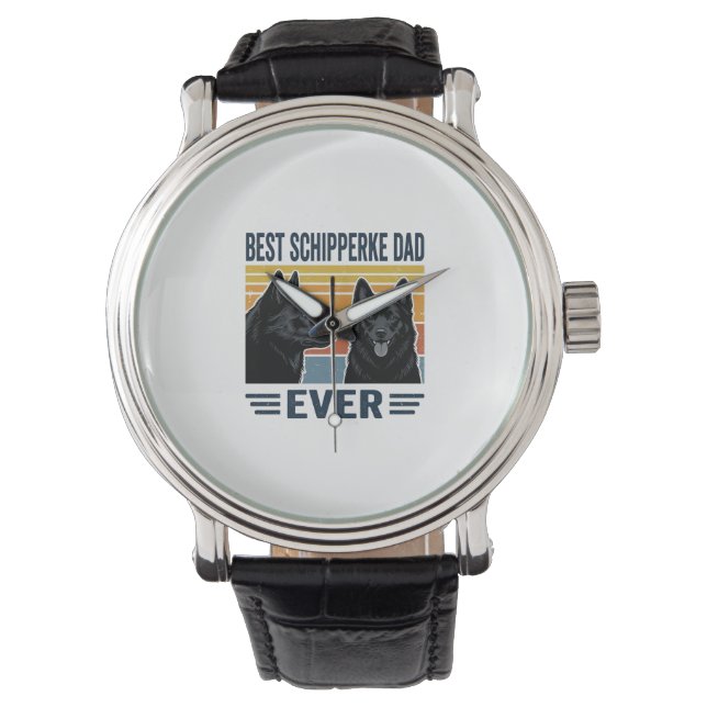 Bästa Schipperke Pappa Någonsin Retro Hund Vektor  Armbandsur (Framsida)