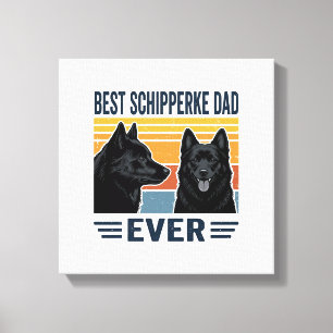 Bästa Schipperke Pappa Någonsin Retro Hund Vektor Canvastryck