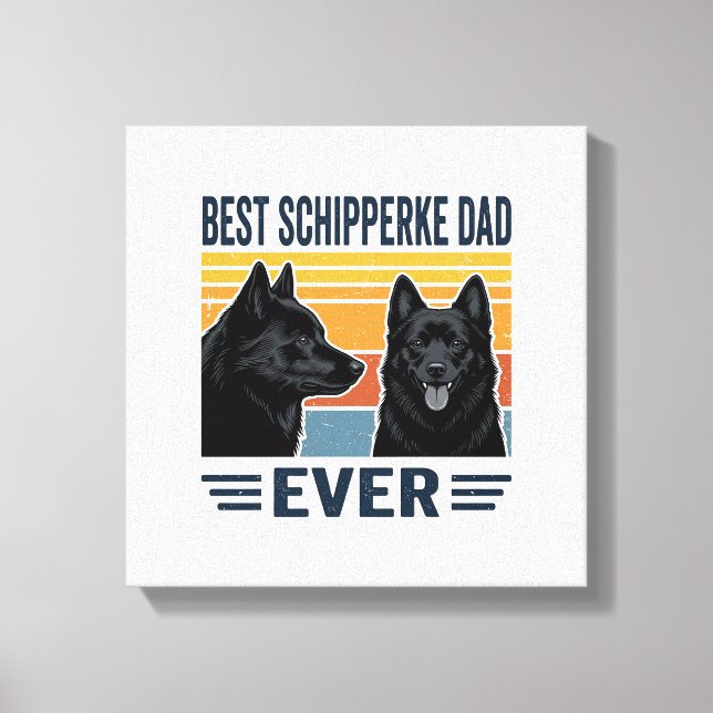 Bästa Schipperke Pappa Någonsin Retro Hund Vektor  Canvastryck (Framsida)