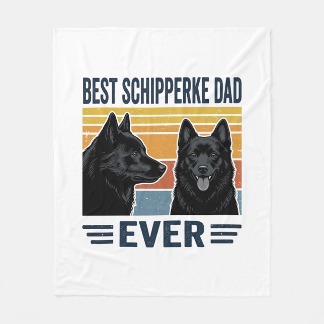 Bästa Schipperke Pappa Någonsin Retro Hund Vektor  Fleecefilt (Framsidan)