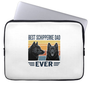 Bästa Schipperke Pappa Någonsin Retro Hund Vektor  Laptop Fodral