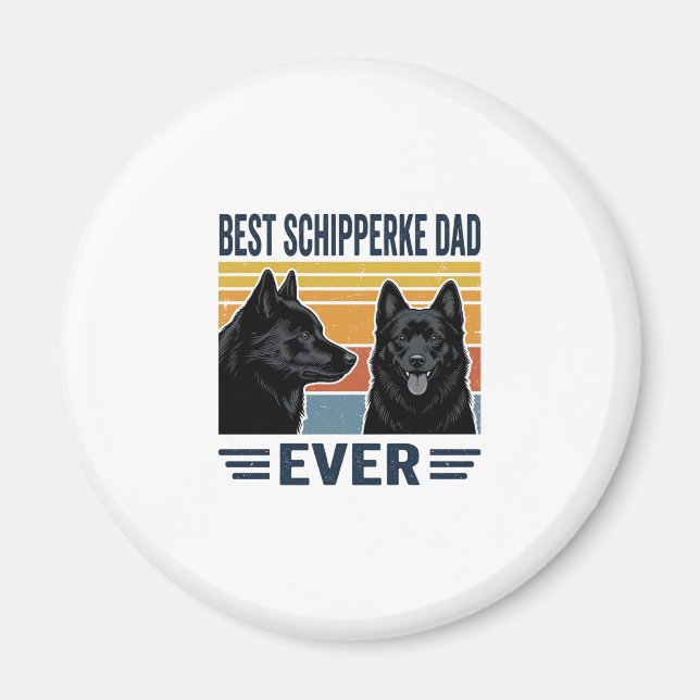 Bästa Schipperke Pappa Någonsin Retro Hund Vektor  Magnet (Framsidan)