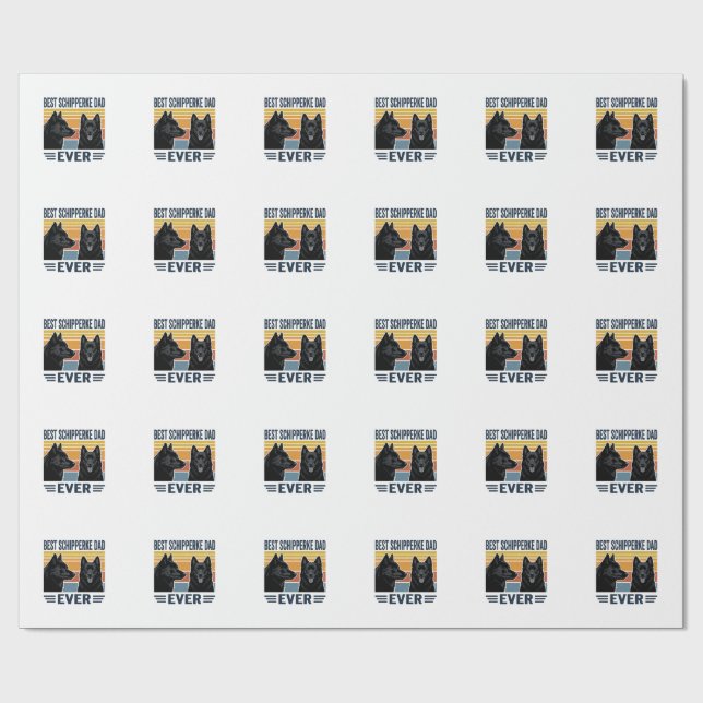 Bästa Schipperke Pappa Någonsin Retro Hund Vektor  Presentpapper (Platt)