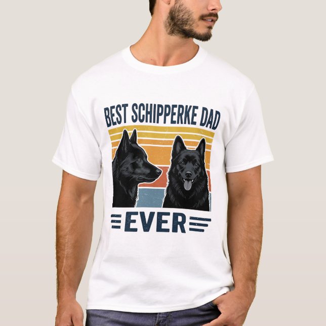 Bästa Schipperke Pappa Någonsin Retro Hund Vektor  T Shirt (Framsida)