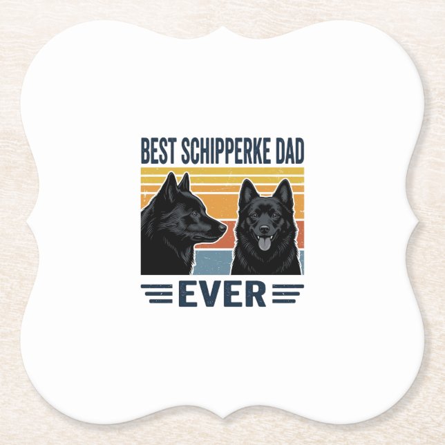 Bästa Schipperke Pappa Någonsin Retro Hund Vektor  Underlägg Papper (Framsida)