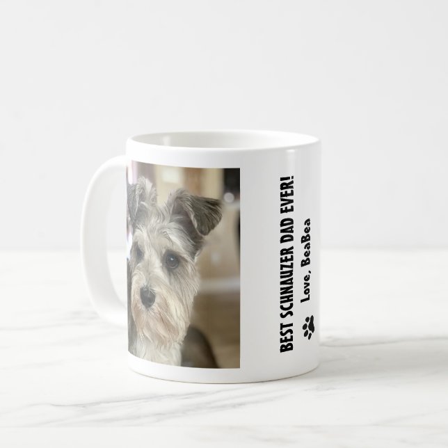 Bästa Schnauzer Foto Pappa Hund Kaffemugg (Framsida vänster)