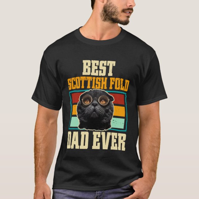Bästa Scottish Fold Pappa Någonsin Katt T Shirt (Framsida)