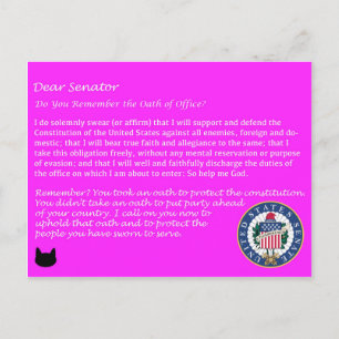Bästa senator - Oath of Office Polisvycard Vykort