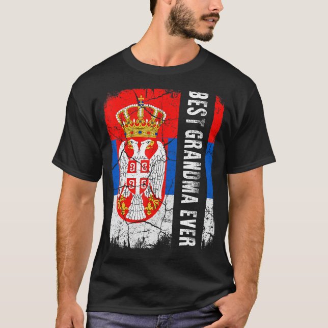 Bästa serbiska mormor någonsin Serbien Flagga Mors T Shirt (Framsida)