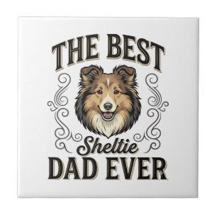 Bästa Sheltie Pappa Någonsin Vintage Hundälskare D Kakelplatta