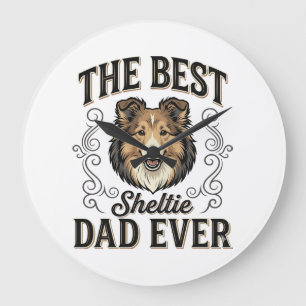 Bästa Sheltie Pappa Någonsin Vintage Hundälskare D Stor Klocka