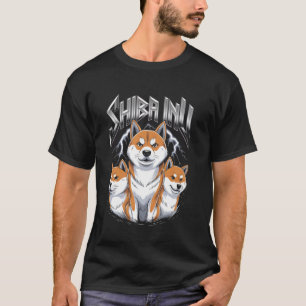 Bästa Shiba Inu Hund Pappa Heavy Metal Hund Mamma  T Shirt