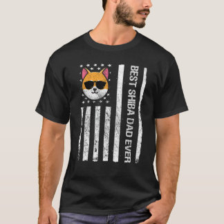 Bästa Shiba Pappa någonsin USA flagga Shiba Inu Ow T Shirt