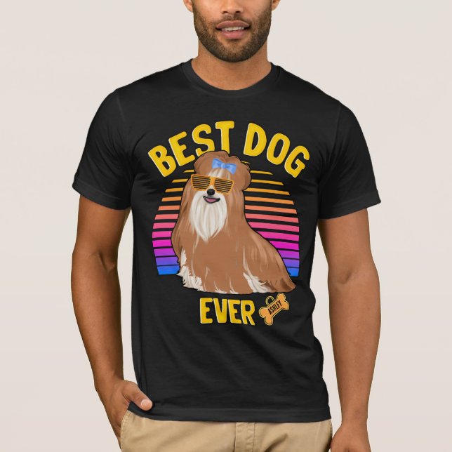 Bästa Shih tzu-hund någonsin Retro T Shirt (Framsida)