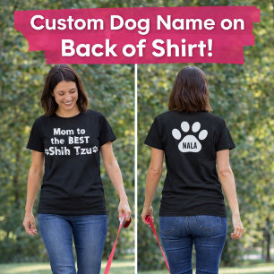 Bästa Shih Tzu Hundmamma Tåavtryck Anpassad Namn D T Shirt