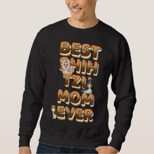 Bästa Shih Tzu Mamma någonsin Golden Text Lång Ärmad Tröja